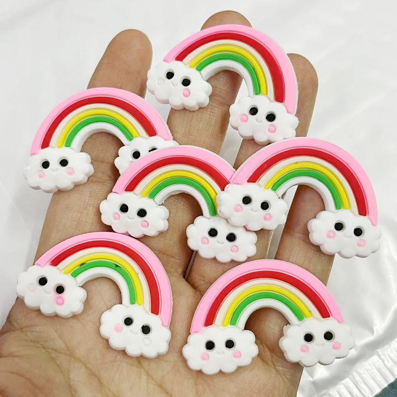 10pcs New Cute rainbow Series PVC Flexible Glue Flat Back DIY Scrapbook Embellishment Phone Craft Decoration