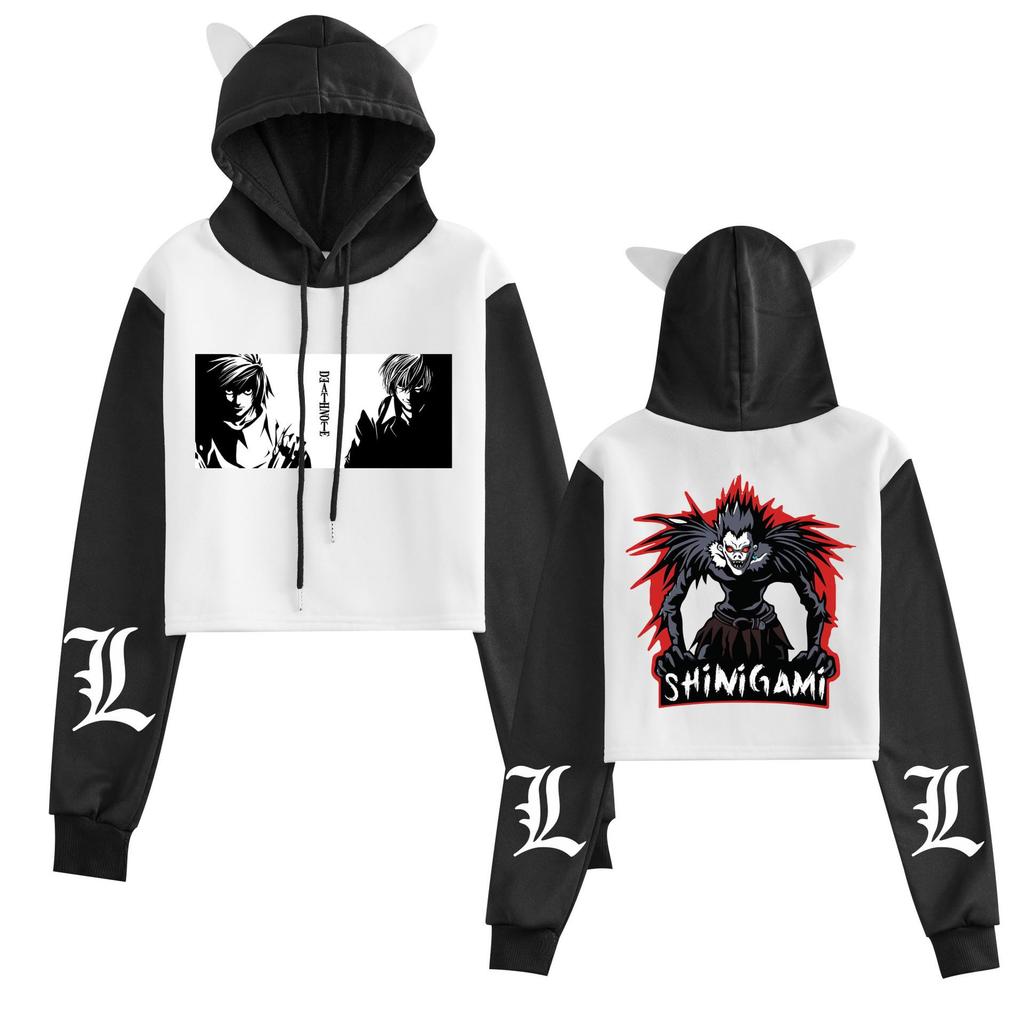 Cross-Border Death Note Anime Women's Cat Ear Color Block Hoodie - Autumn/Winter Collection