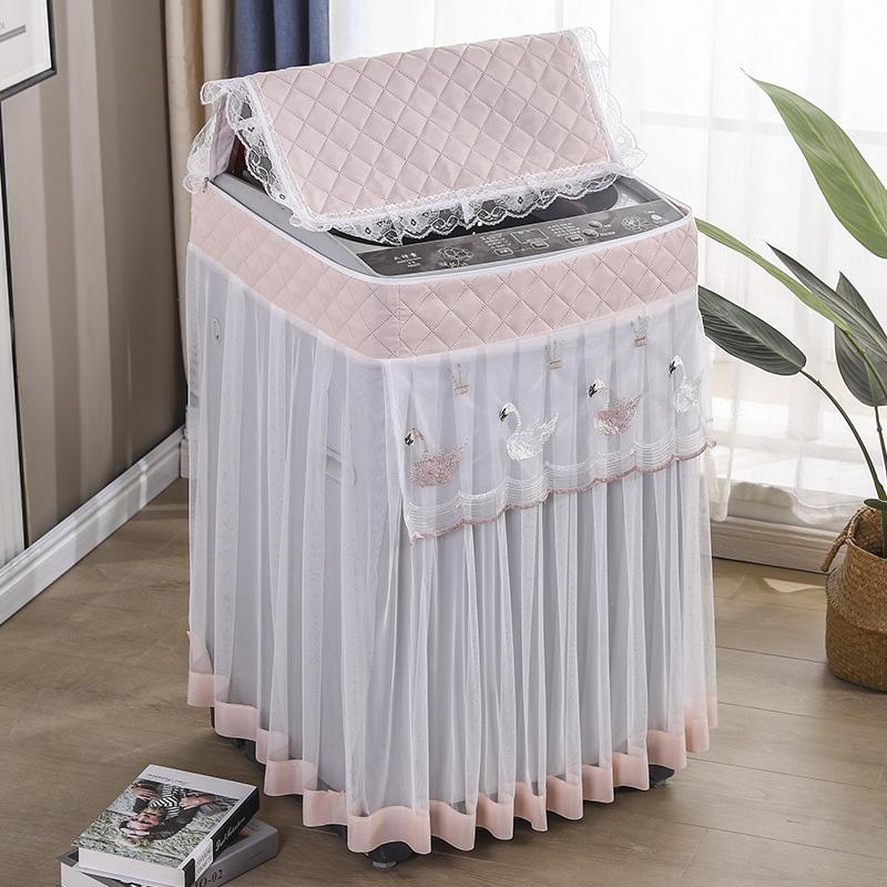 1PC Drum Washing Machine Washable Embroidery Universal Dustproof Cover Protective Sleeve Fibre Cover Fully Automatic Machine