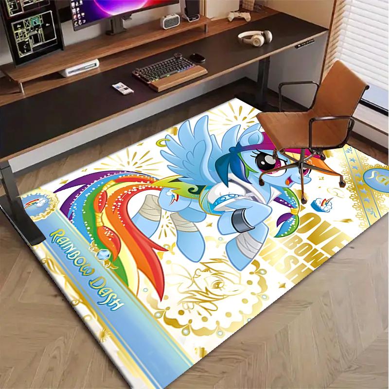 Rainbow Dash Polyester Carpet, Soft Indoor Mat for Office Chair, Living Room, Computer Desk - Decorative Home Office Rug Design