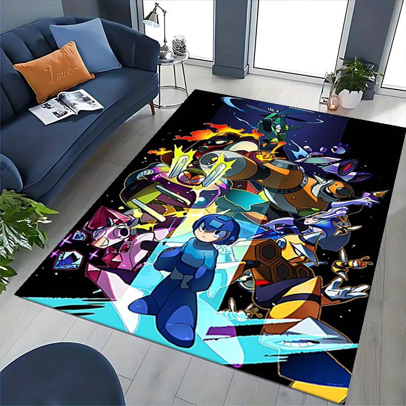 1pc Mega Man Anime Cartoon Design Office Chair Mat, Non-Slip Carpet for Home Decor, Suitable for All Seasons.U100