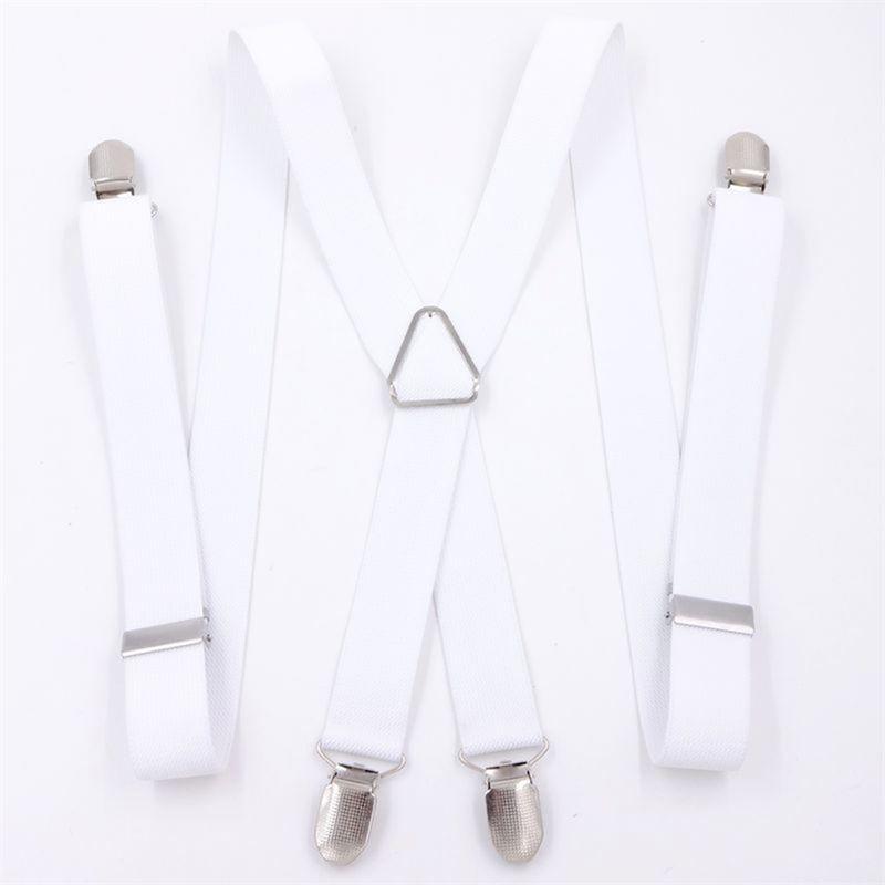 

4 Clips 2.5CM Wide Men Suspenders Women Elastic Adjustable Adult Braces Suspender Kids Children Boys Girls Wedding Accessories білий