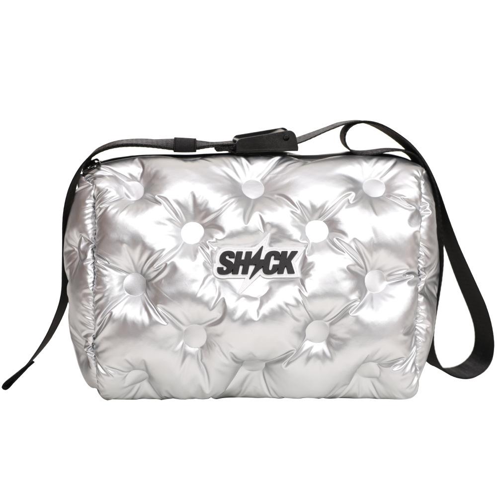 

2025 winter new down bag women s fashion trendy messenger bag space cotton filled pillow bag серебряный