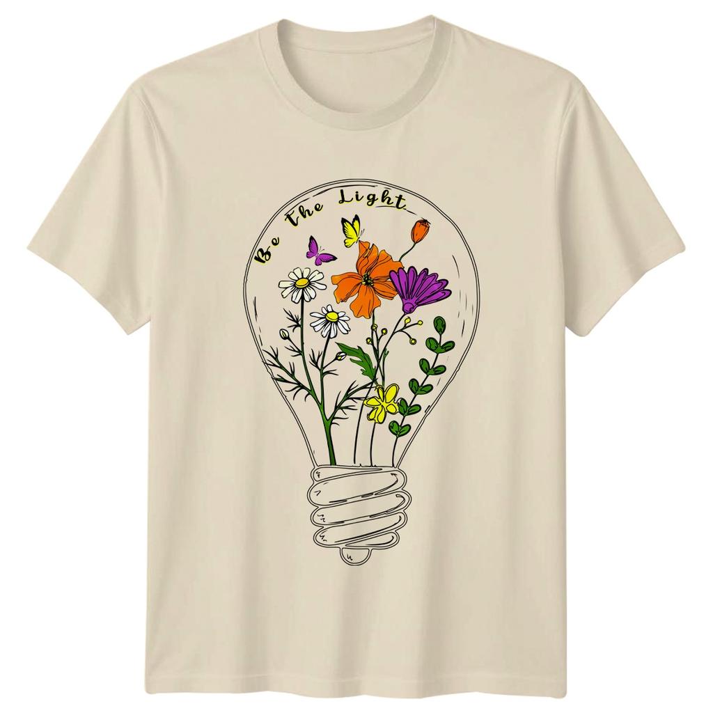 Be The Light Unisexs TShirt Botanical Floral Inspirational Birthday Gift For Her