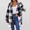 Women's Autumn/Winter Hooded Plaid Plush Cardigan Jacket