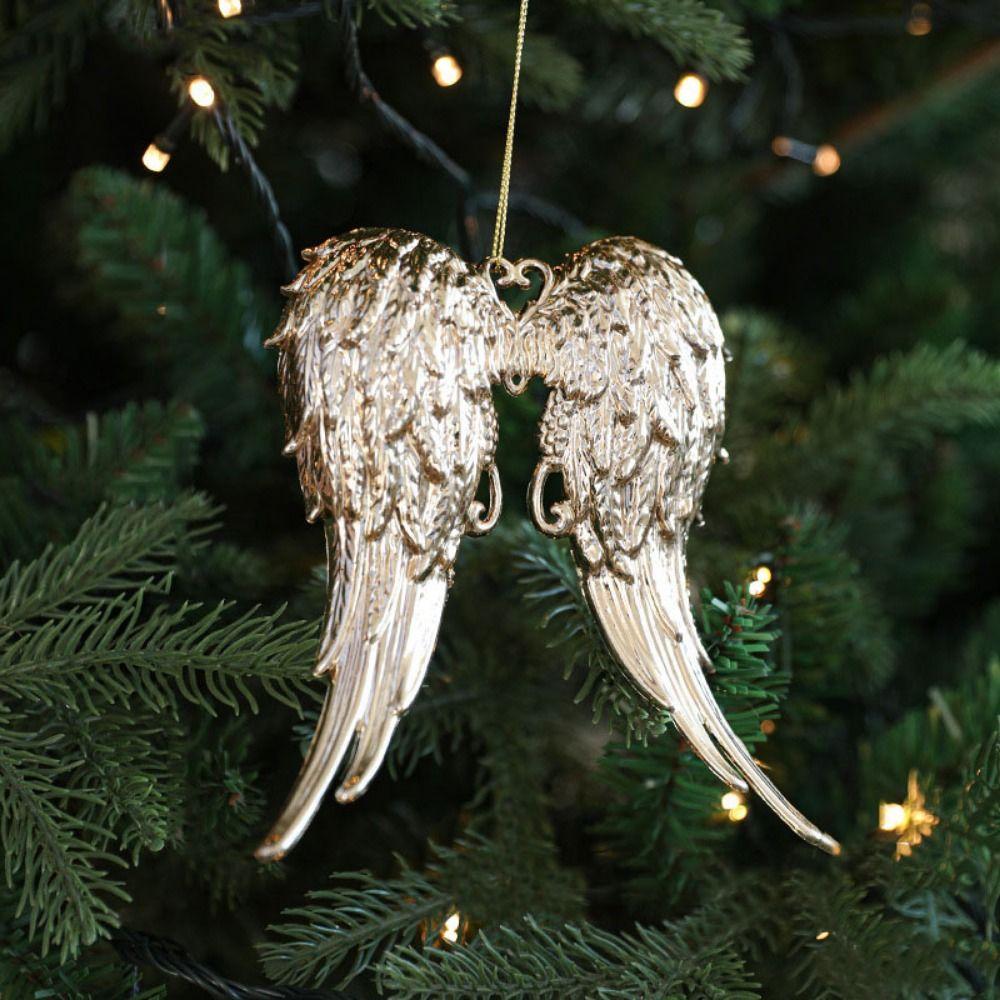 Plastic Christmas Gold Plating Hanging Pendant Elk Snowflake Christmas Tree Ornaments Decorative Butterfly Angel Xmas Pendants