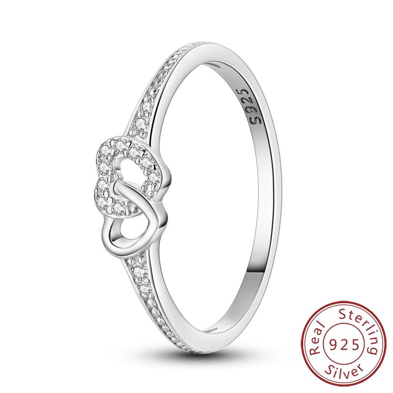 

copper Rings Heart Wrap Love White Zirconium Rings Minimalist Design Fashion luxury for Women Wedding Party Gift 7