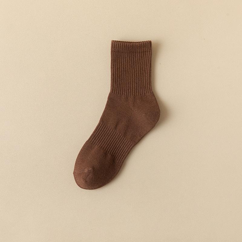 Coffee-colored Mid-calf Women's Autumn and Winter Trendy High-elastic Women's Socks and Simple Socks