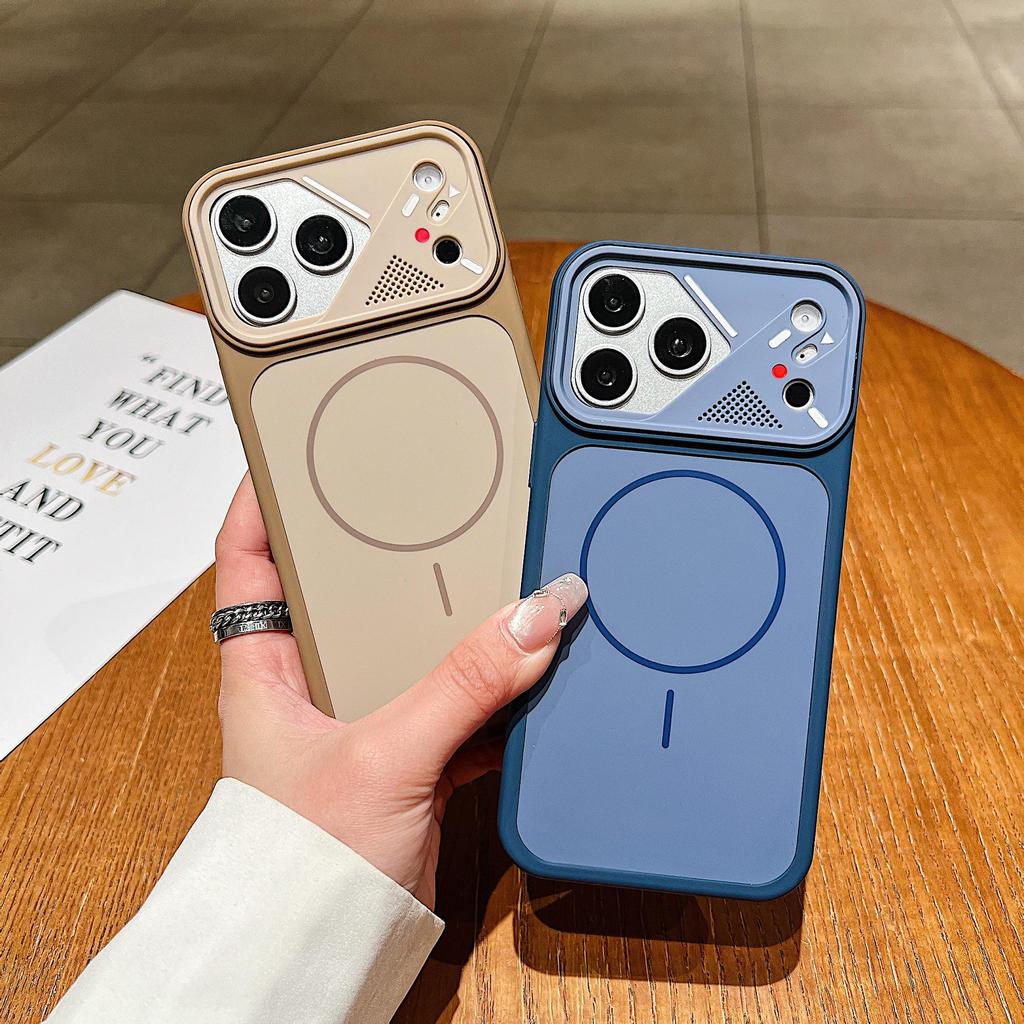 Creative Lens Ring for Apple 17Promax Magnetic Phone Case: Skin-like Color Blocking with iPhone16 Drop Protection