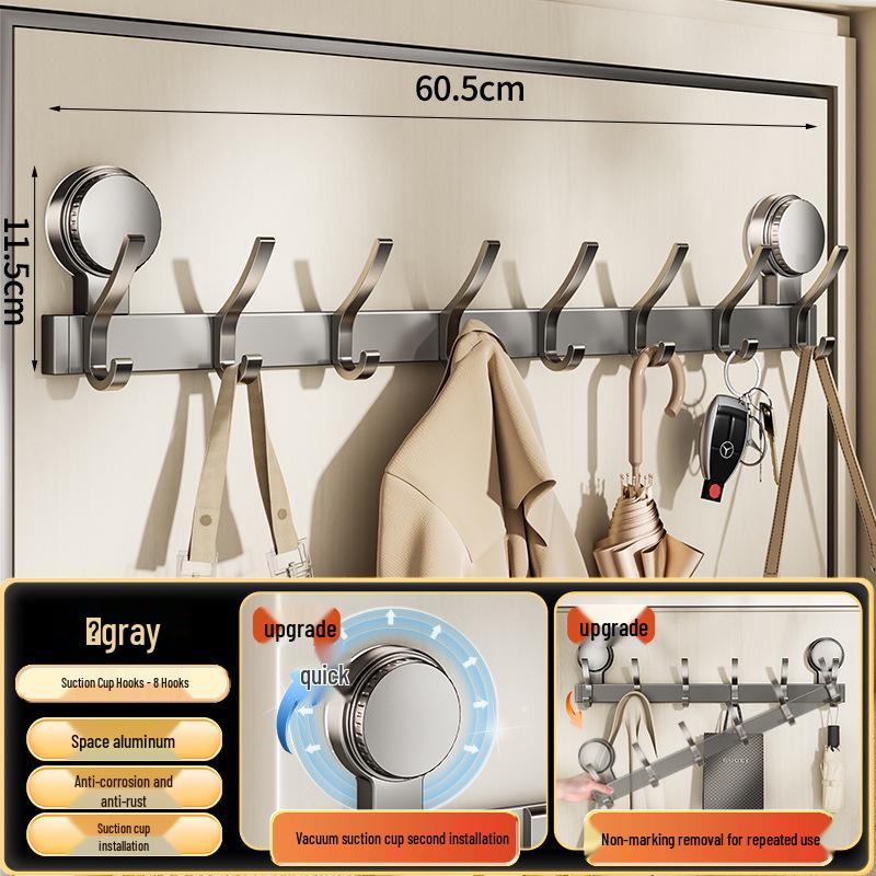 Strong Adhesive No-Drill Suction Cup Door Hook for Clothes and Storage