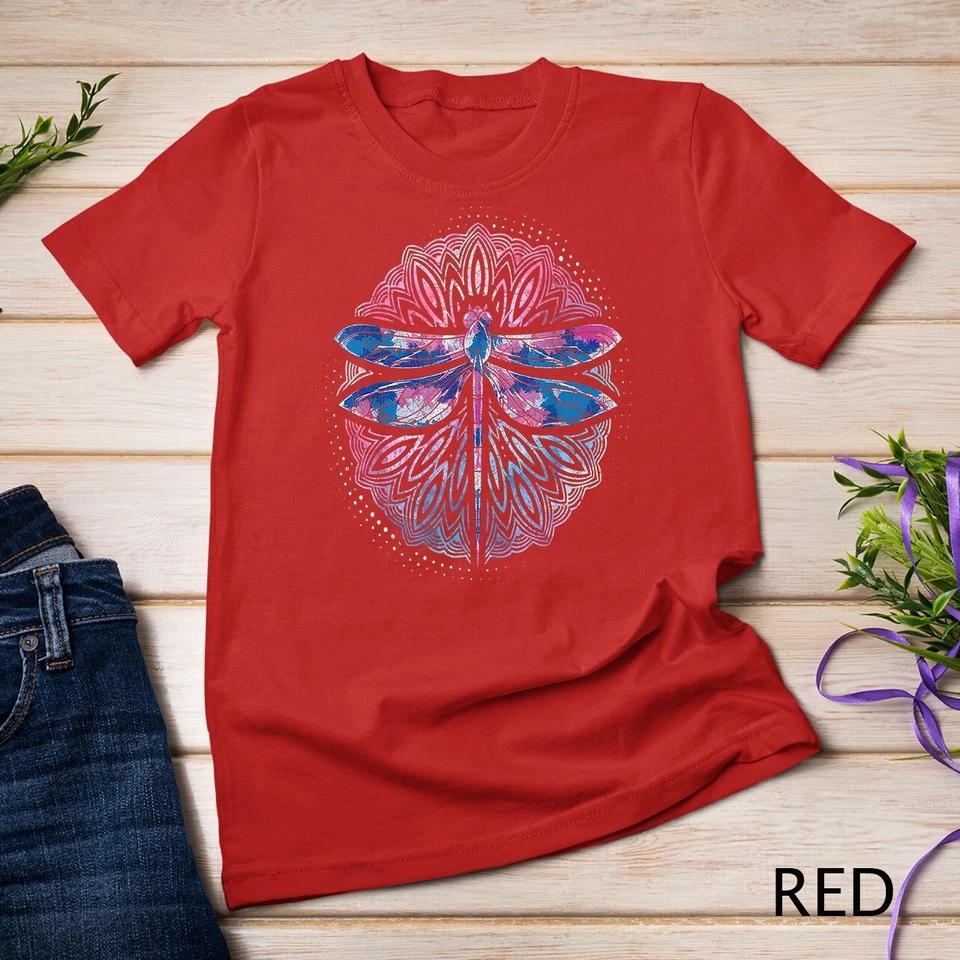 Dragonfly Yoga Meditation Prana Sacred Geometry Mandala T-Shirt Unisex T-shirt 6 3XL