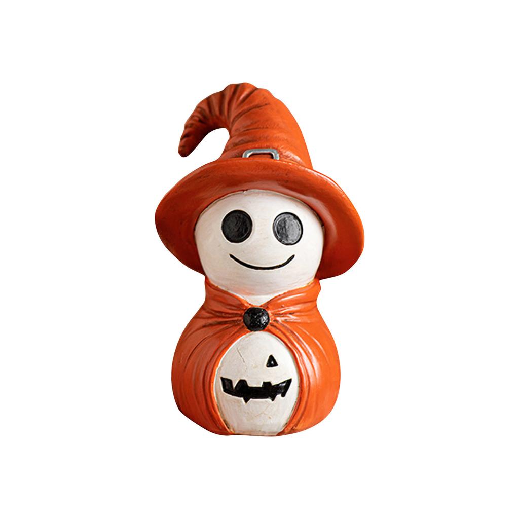 Halloween Spooky Creative Resin Ornaments Cute Style Smiling Crafts Festival Decoration Ornaments Resin Halloween Pumpkin Statue Miniature And Pumpkin