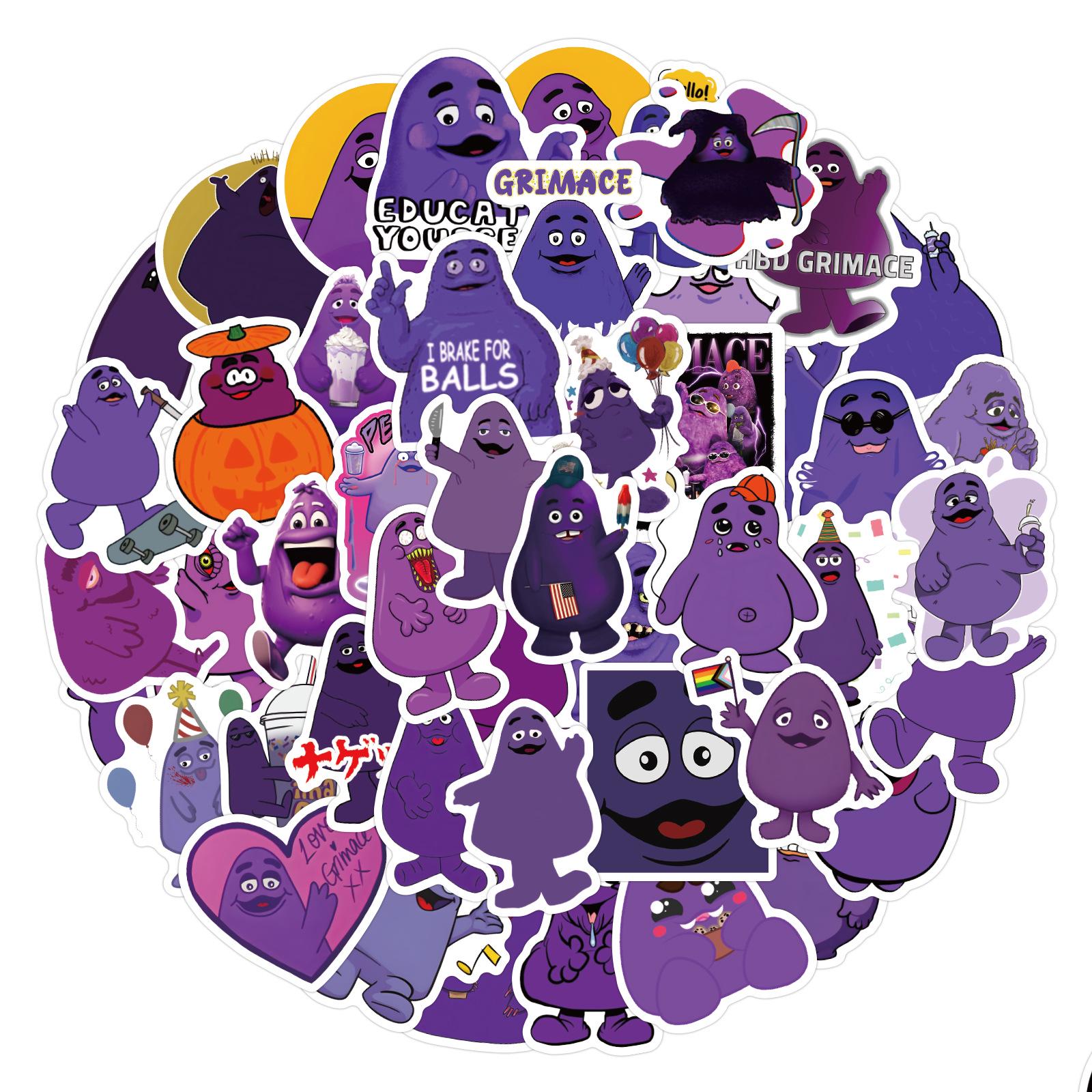 Набор из 60 водостойких наклеек Grimace Graffiti для скейтбордов, телефонов и багажа