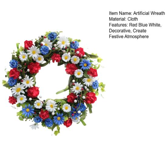 Künstlicher Kranz Memorial Day Unabhängigkeitstag Veteranentag Haustür Rot Blau