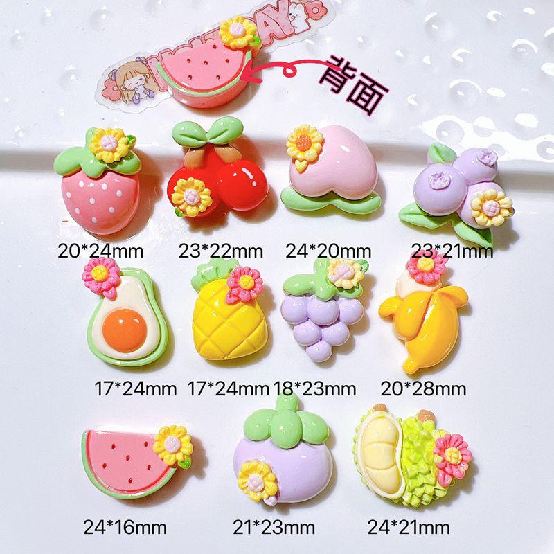 10Pcs New Cute Watermelon, Strawberry, Grape, Cherry Fruit Flat Back Resin Scrapbooking DIY Jewelry Craft Decoration Accessorie