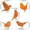 Teum 5 Rusted Metal Bird Sculptures - Outdoor Garden Decoration