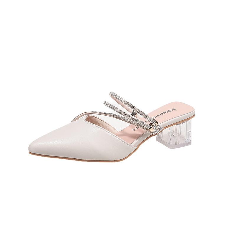 Fashion Fashion Women Thin High Heels Mules Slippers New Pointed Toe Butterfly-knot Shoes Female Casual Slides Ladies Pumps Sandals