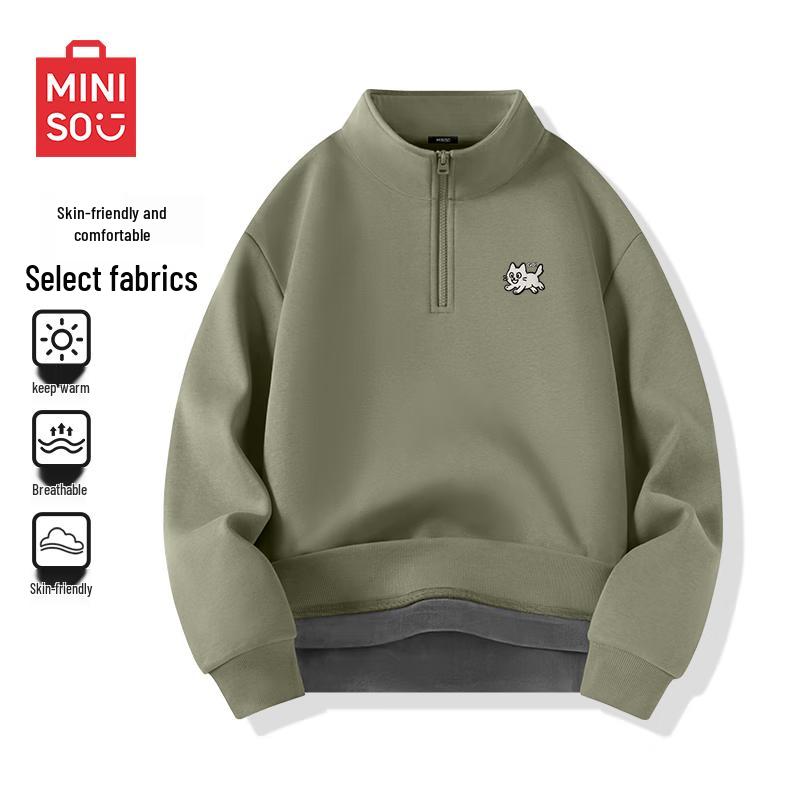 

MINISO Men s Half-Zip Stand-Collar Fleece Sweatshirt 3XL