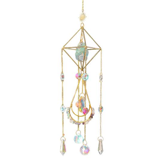 Faux Crystal Suncatcher for Window Natural Stone Rainbow Maker with Prism Pendant for Indoor Outdoor
