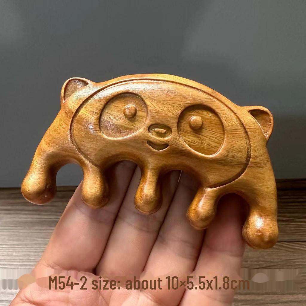 Green Sandalwood Carved Portable Scalp Massage Comb for Women