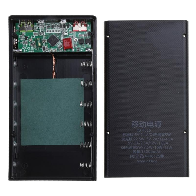 DIY 6x18650 Battery Case Charger Outer Plastic shells Power Bank Shells Portable External Boxes without Batteries