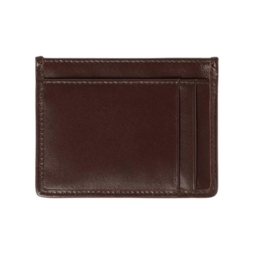 MIU MIU Matelassé Metal Letter Quilted Pattern Quilted Nappa Leather Card Holder Women's Heathered Wood Color