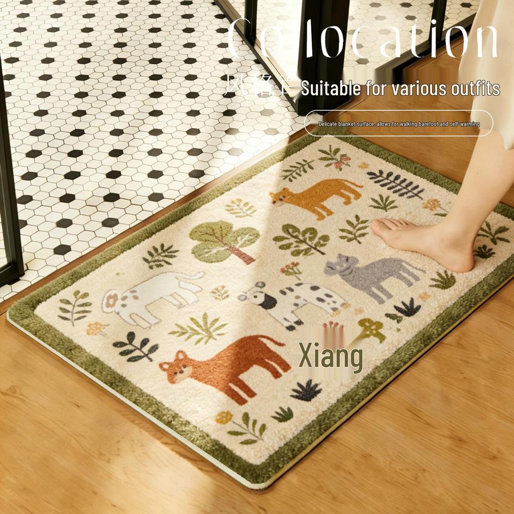 Anti-Slip Bathroom Shower Mat - Thickened Faux Cashmere Water Absorbent Foot Rug