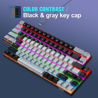 HXSJ V800 Kabelgebundene mechanische Tastatur 68 Tasten RGB-Gaming-Tastatur mit abnehmbarem Typ-C-Kabel ABS