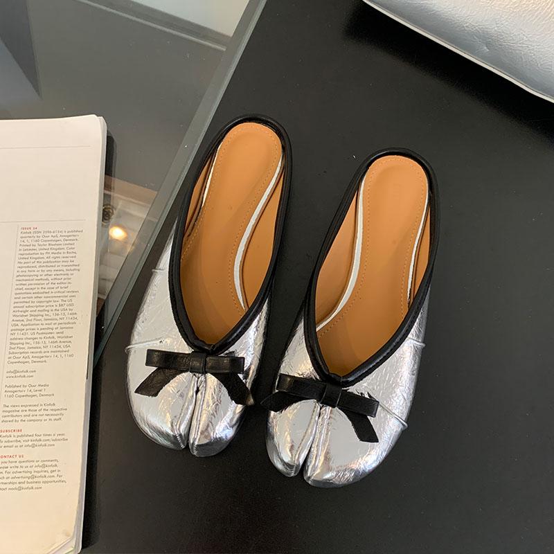 Fashion Female Shallow Footwear Strange Toe Ladies Flats With Shoes Soft Fashion Butterfly-Knot Flats Shoes Slides Women Mules