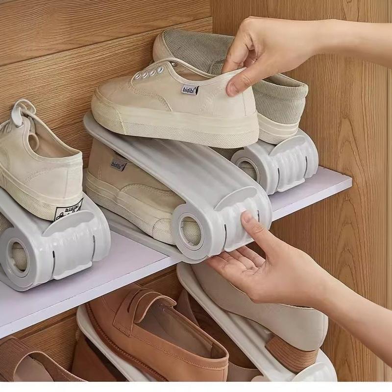 Adjustable Plastic Double Layer Shoe Rack Space Saver Shoe Organizer for Entryway Closet Apartment Small Space