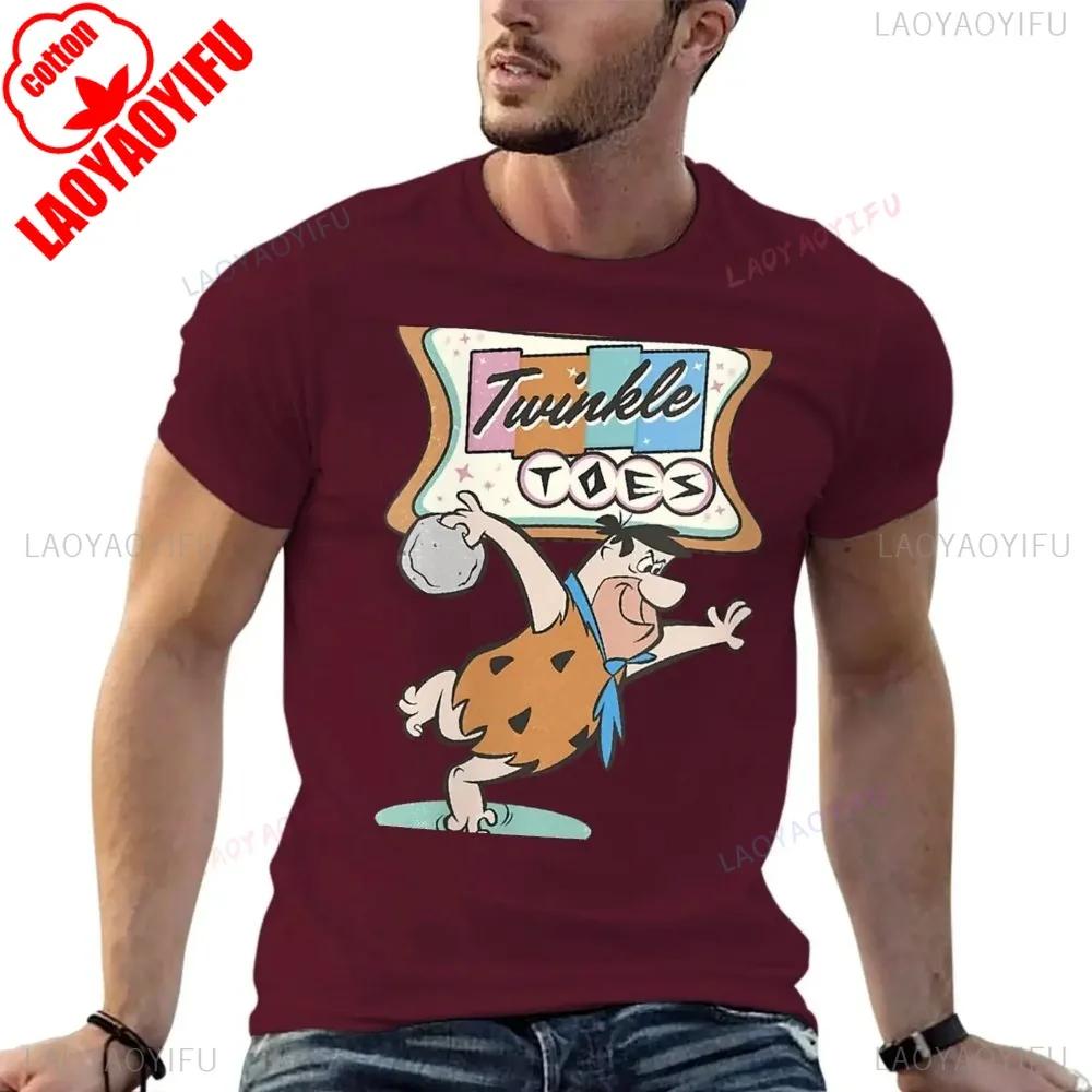 The Flintstones Twinkle Toes Fred Flintstone Bowling Alley T-shirt Hot Sale 2025 Korean Fashion Cute Clothes Men Clothes Womens