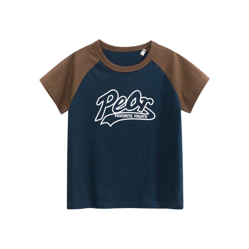 27kids Short Sleeve Korean Style Boys Summer T-shirt 2025 90cm кофейный