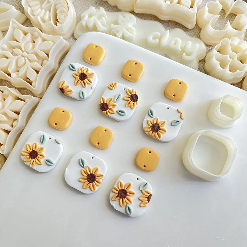 Maple Leaf/Leaf Wreath/Flower/Drop/Frame Shaped Clay Molds Plants Style Cutting Molds Tools For DIY Earring Ring Jewelry Making