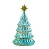 Illuminated Glass Christmas Tree Tabletop Light Up Christmas Tree Figurine for Xmas Home Party Centerpiece Tabletop Mantel Decor
