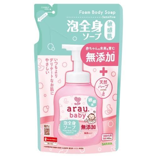 

Saraya Arau Baby Foaming Body Soap, Sensitive Skin, Refill, 400ml x 3-Pack