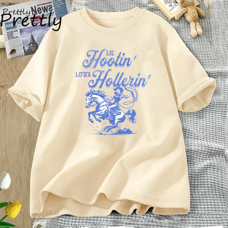 Cowgirl Vintage Graphic T Shirts Retro Cowboy Oversized Tshirt Western Country Girl Tshirt Round Neck Comfortable Street Top