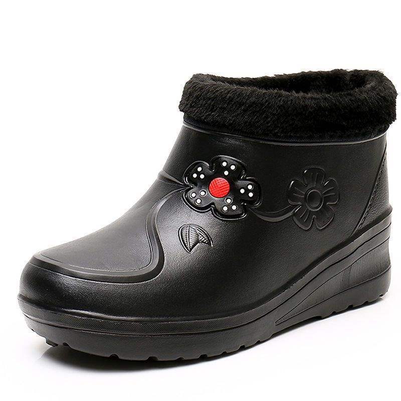 Winter rain shoes fleece cold-proof men's medium tube antifreeze rain boots women's high water boots four seasons non-slip waterproof four seasons 
