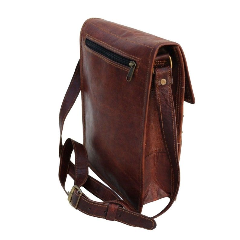 HANDMADE LEATHER SATCHEL, Tall Version Vintage Style