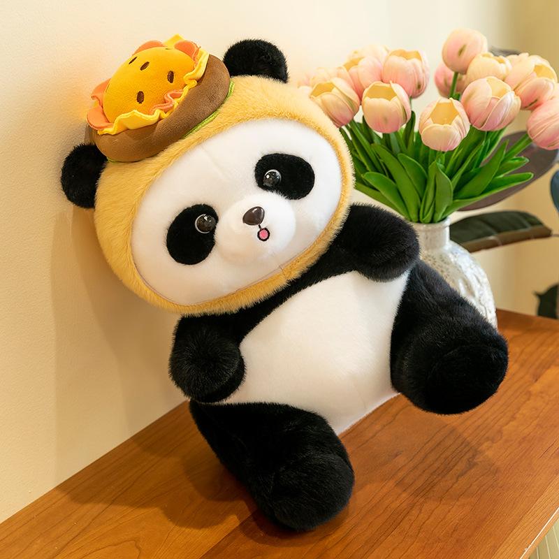 Panda Doll Hamburger Plush Toy Cartoon Soft Toy Stuffed Animal Home Gift Decor