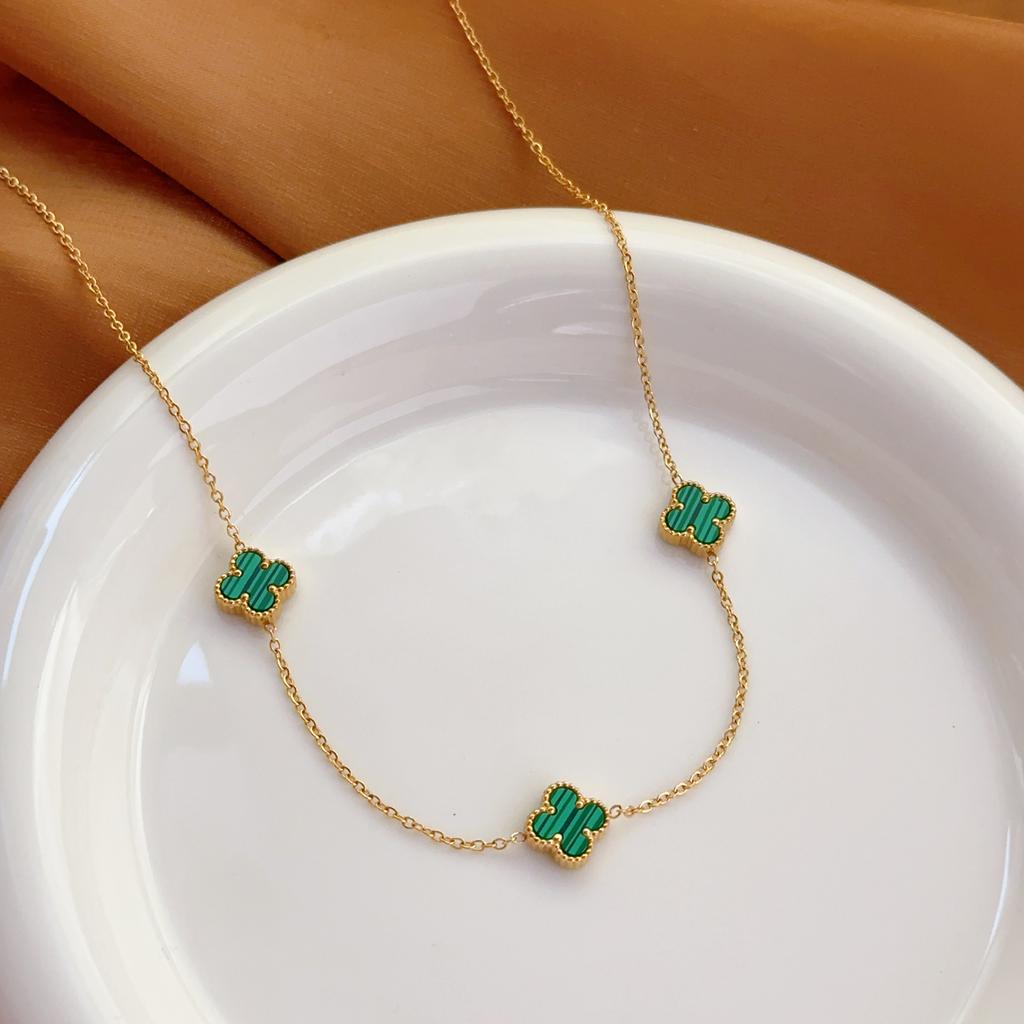 Four-Leaf Clover Necklace Female Titanium Steel Does Not Fade Temperament Collarbone Chain Net Red New 18k High-Grade Bracelet