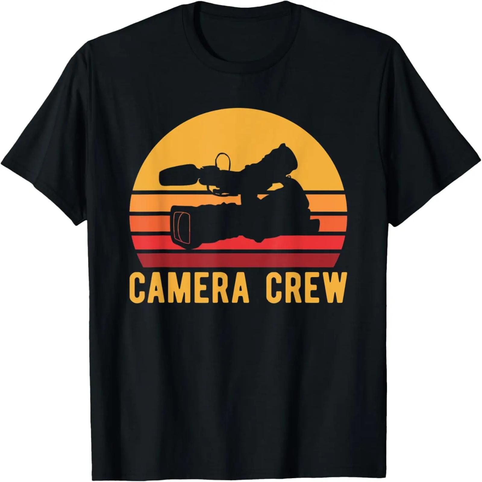 Retro Camera Crew Vintage Cinema Production T-Shirt S