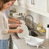 Silicone Dish Rack with Utensil Holder & Drainboard Foldable Kitchen Organizer for Counter Sink, Home Camping Travel Dorm