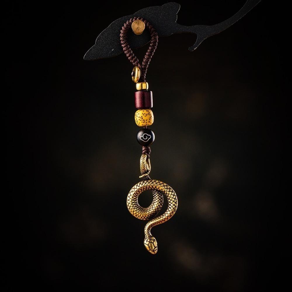 Wealth Zodiac Keychain Brass Car Key Chain Retro Snake Key Ring  Women
