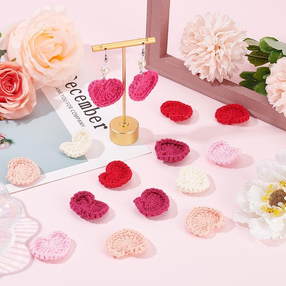 FINGERINSPIRE 18pcs Love Heart Crochet Appliques Assorted Colors Cotton Crochet Patches Handmade Cloth Patch Heart Ornament Accessories for Clothing