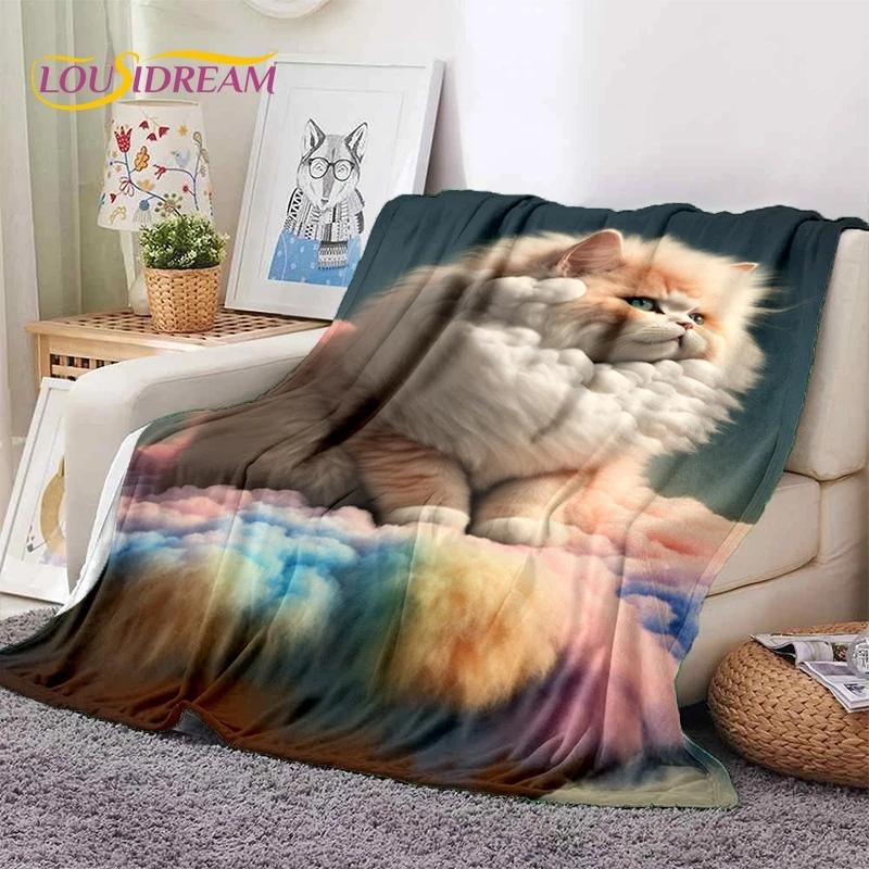 Gato persa 3D, gato de chita fofo, cobertores macios de desenho animado Ragdoll, cobertor para manter aquecido para camas de piquenique, sofá, casa, quarto, presente para criança