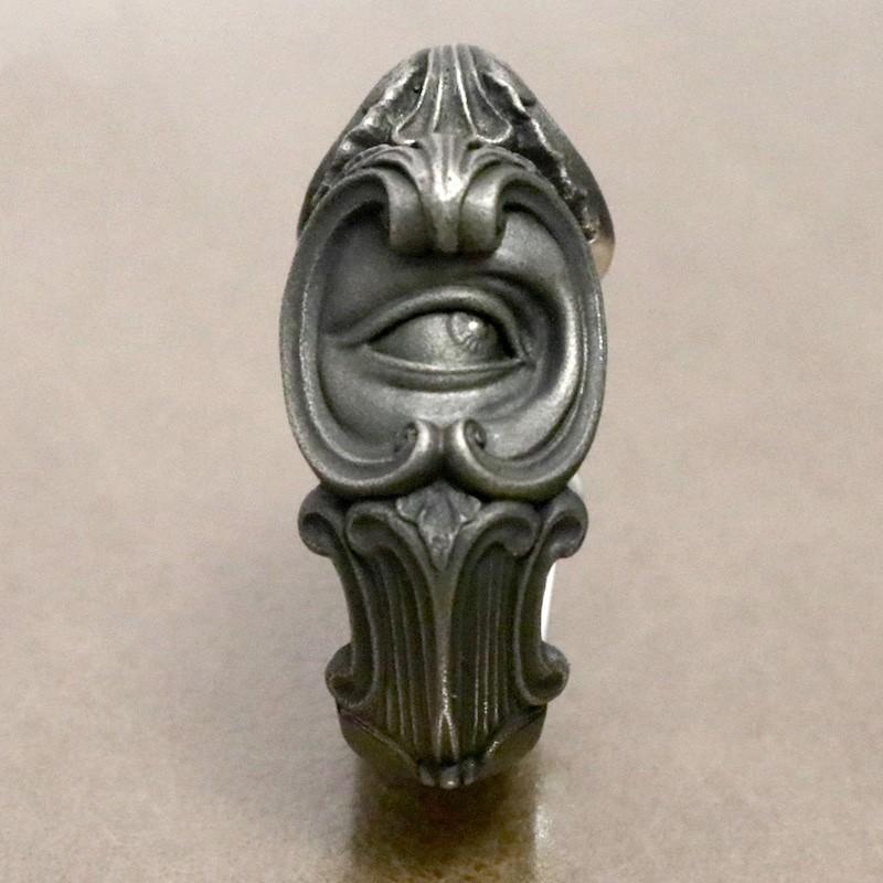 Adjustable Sterling Vintage Double-Faced Eye Carved Ring Men Women Geometric Asymmetrical Gothic Style