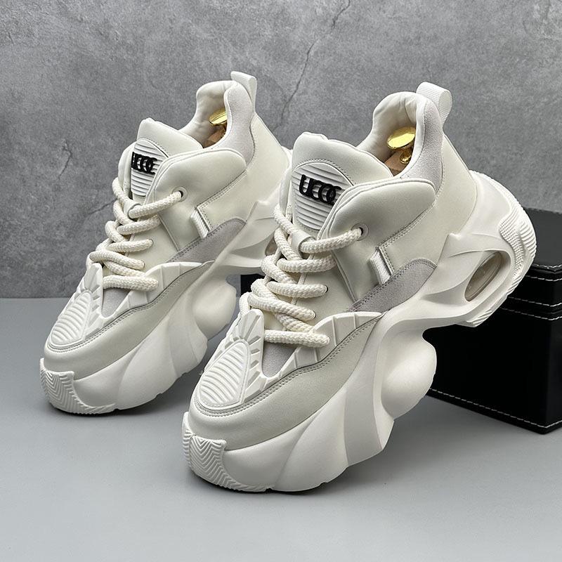 2025 Men's Non-Slip Thick Sole Dad Sneakers: Casual, Wear-Resistant, Versatile White Minimalist Shoes