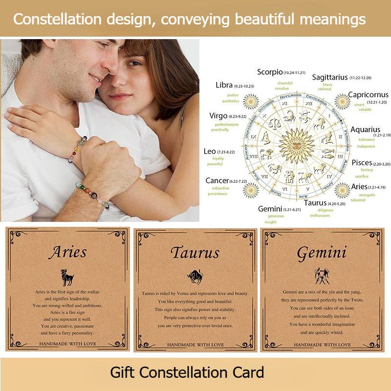 Eight major planets and twelve zodiac signs bracelet, frosted stone, bead bracelet, planets, Christmas gift, Stocking stuffers