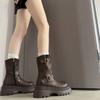 2025 autumn new Korean version of fashion versatile round head thick heel thick sole Martin boots women's skirt comfortable soft sole