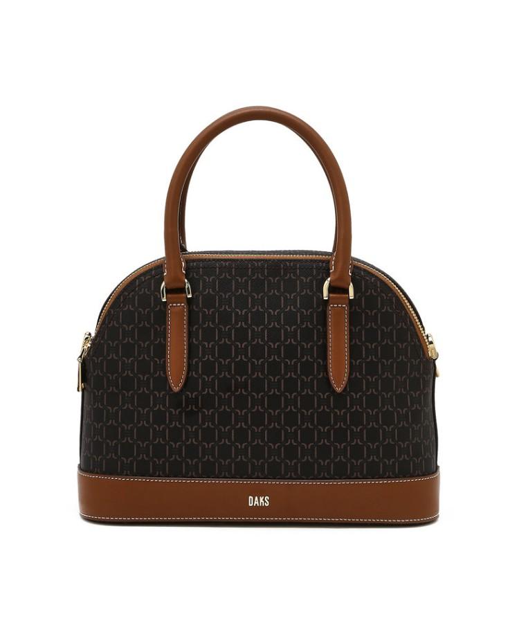 Daks Womens Accessories Brown Barnett Dd Pattern Leather Contrast Tote Bag_Dcba6E861W3